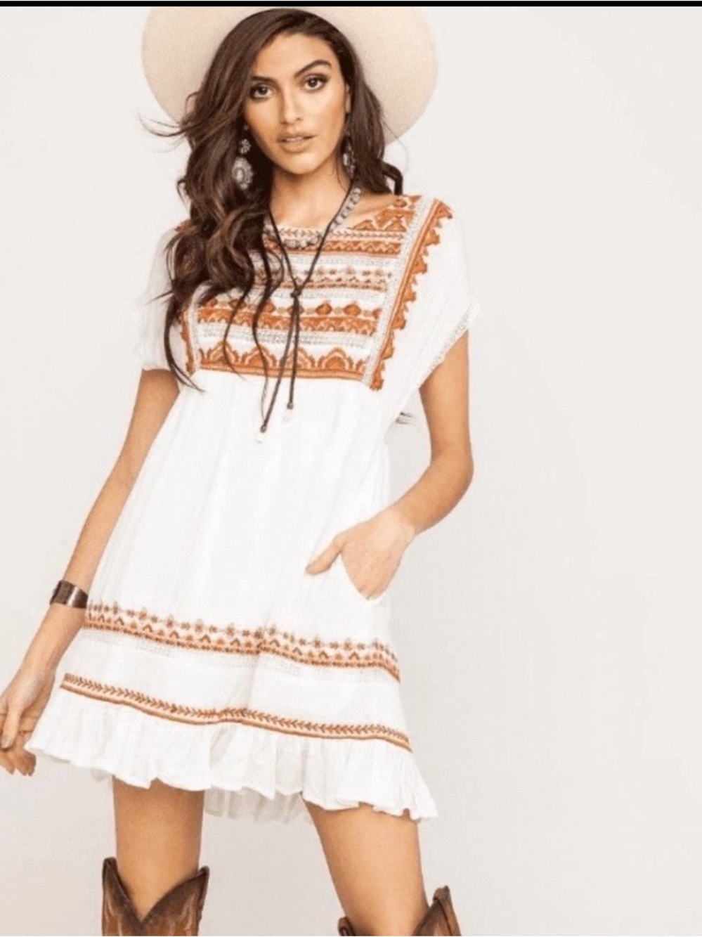 Free People Sunrise Wanderer Embroidered dress Small